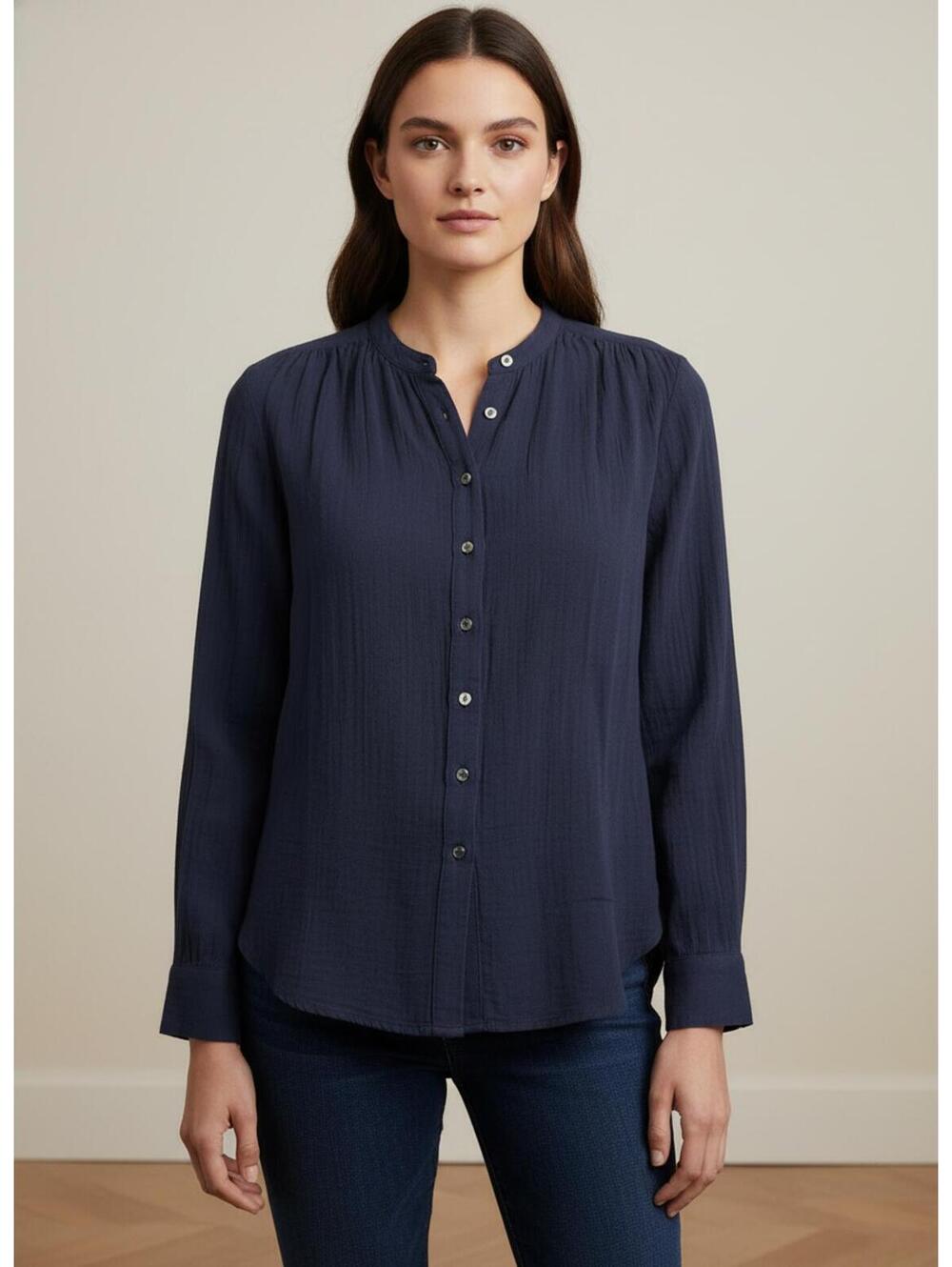 NWT Gap Crinkle Gauge Blue Tunic Size Medium PTP 22” S 24” Hi/Low hem 24” & 26”